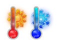 Thermometer with sun and snow, snowflake